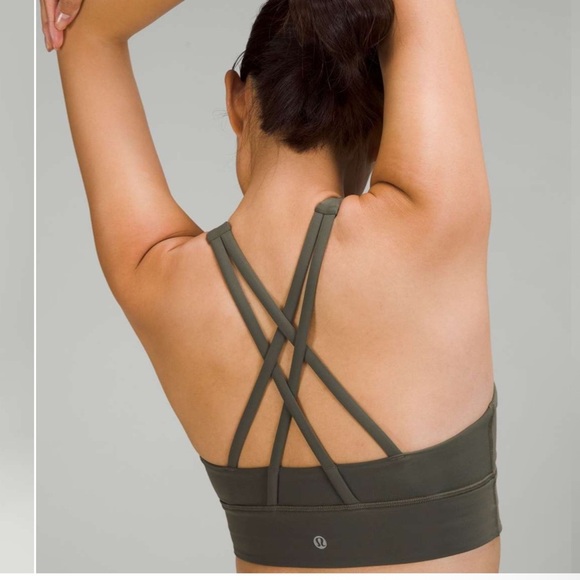 Lululemon Energy High-Neck Longline Tough Bra in Olive Green - Picture 6 of 7